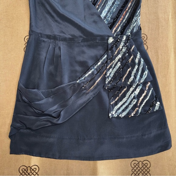 Marc By Marc Jacobs Sequin Silk Mini Dress In Black & Silver Size M - Picture 3 of 14